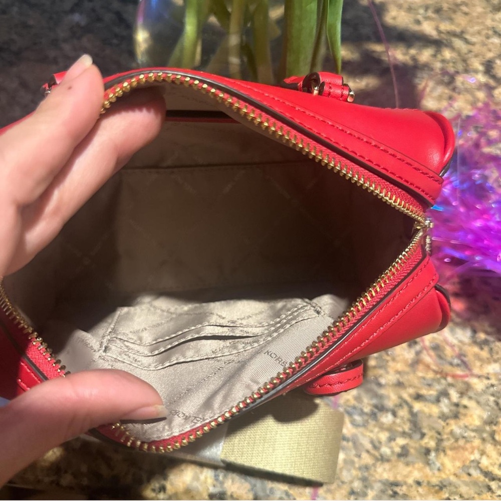 Michael Kors Red Mini Crossbody Bag with Leather Accents - Picture 7 of 10